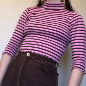 y2k brown and pink cropped turtleneck